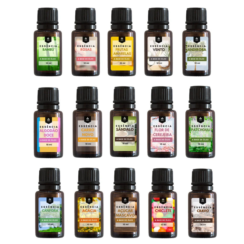 Kit 05 Essences 10ml Oil Base For Diffuser, Home Spray and Aromatizer
