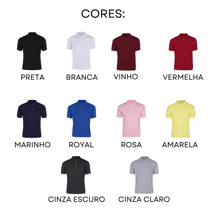 KIT 3 CAMISA GOLA POLO BASICA ALGODÃO PIQUET PLUS SIZE