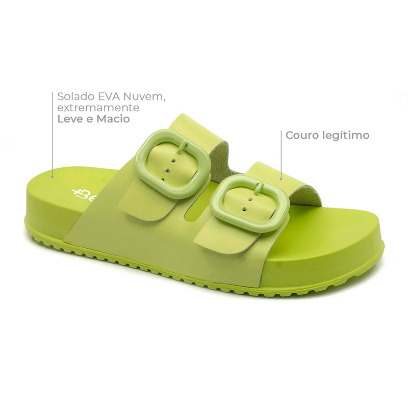 Sandália Feminina Nuvem Birken Couro Legítimo Super Leve 300g Confortável Papete Sapatilha