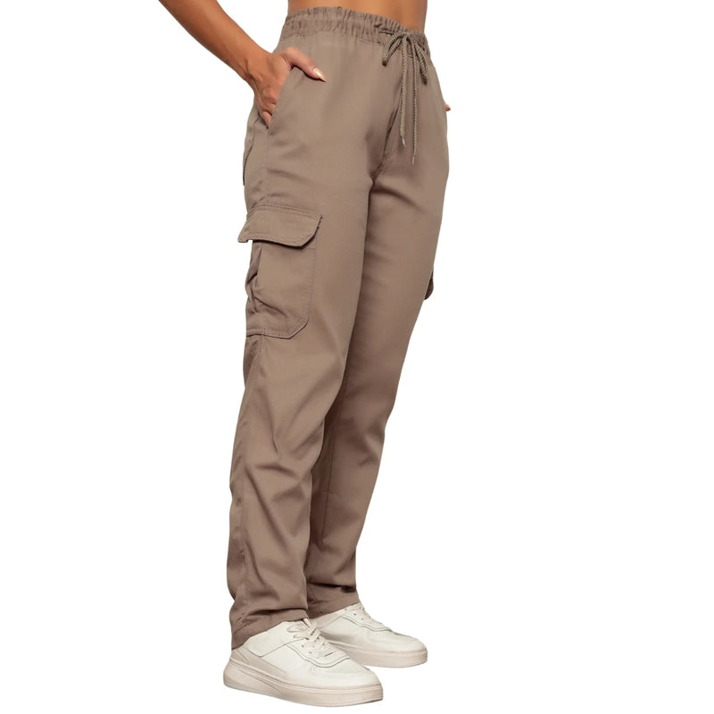 Calça Jogger Sarja Cargo Feminina Casual - CRAVO ROSE