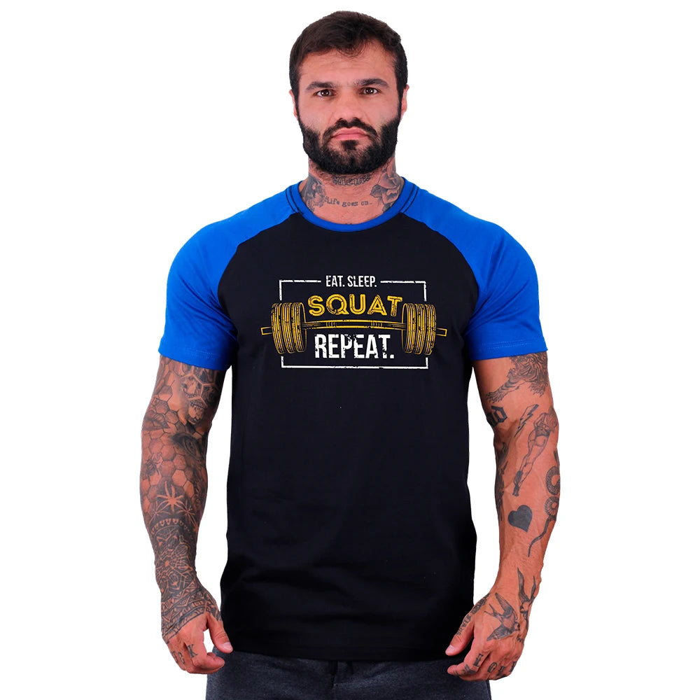Camiseta Tradicional Masculina MXD Conceito Squat Repeat Halter Musculação Treino Casual