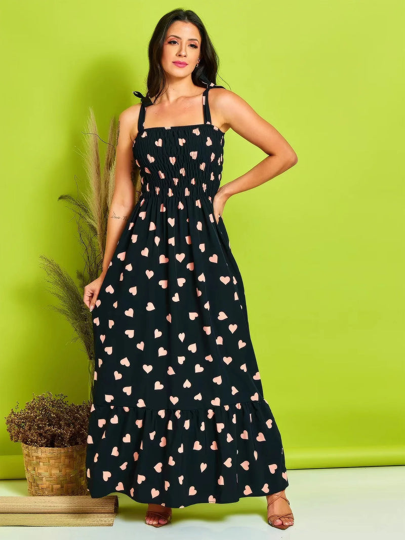 Vestido Longo de Alça coracao
