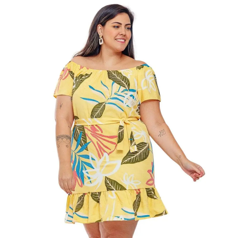 Viscose Short Ciganinha Dress, Plus Size Fabric, Loose, Fresh
