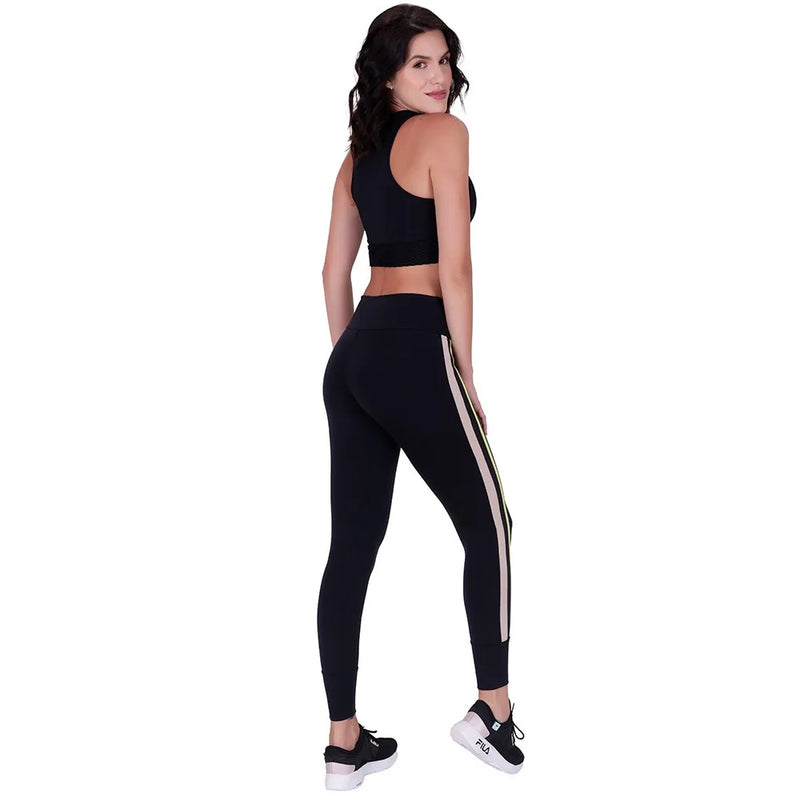 RIKINTE Legs Legging Pants Women's Side Strips Black Fitness Fitness Fitness Fitness Fitness Sports Fit