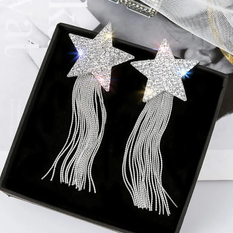 Korean Style Exaggerated Women Girls Shiny Rhinestone Earrings Luxury High Quality Big Crystal Ear Rings Decoration Lady Jewelry