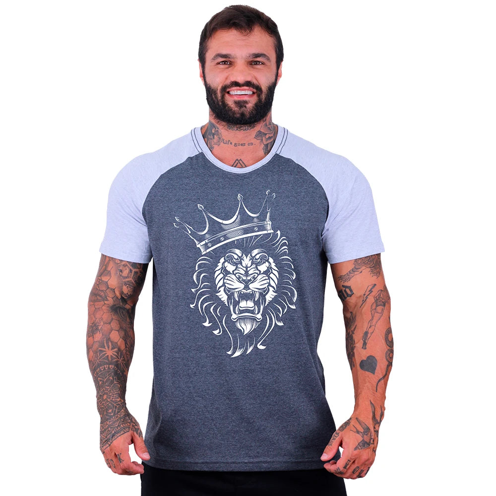 Camiseta Tradicional Masculina MXD Conceito Rei Leão Dia-a-Dia Musculação Lazer