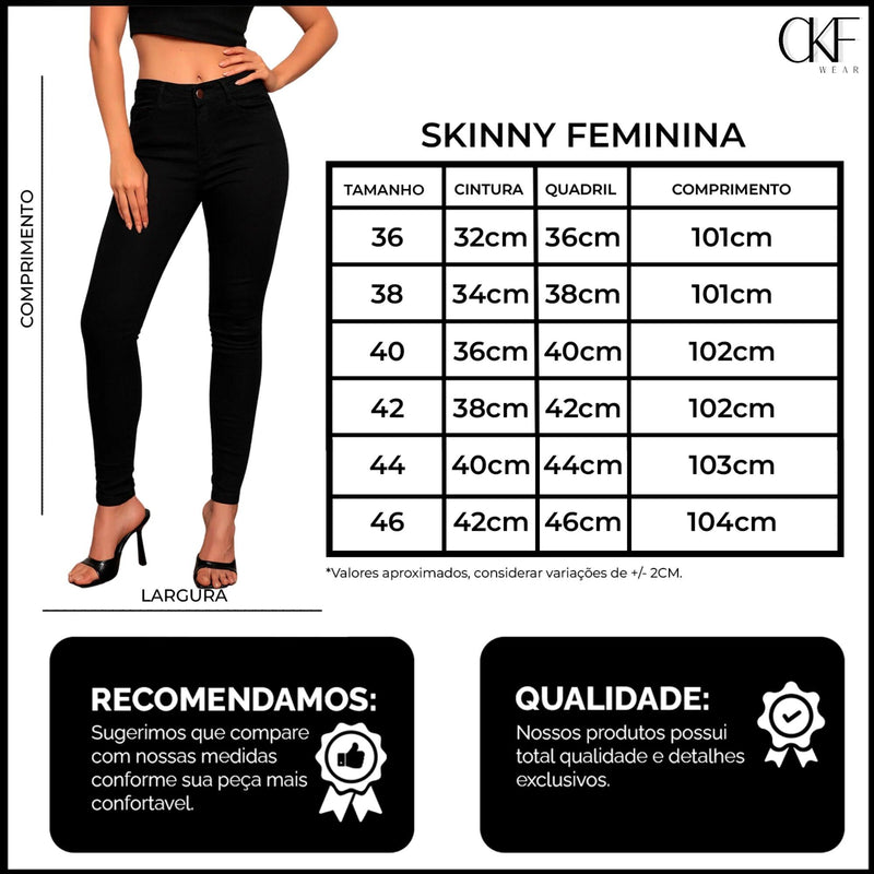 Kit 03 Calças Jeans Feminina Skinny Cintura Alta