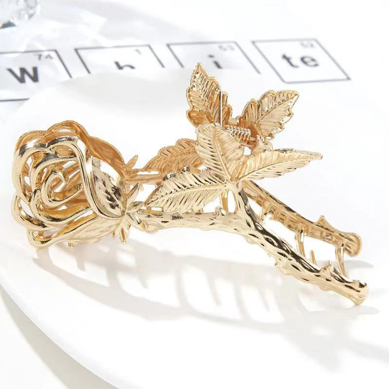 1pc Retro Metal Rose Hair Clip For Women, French Gentle-Style Head Back Twist Hairpin Hair Claw Hair Accessory