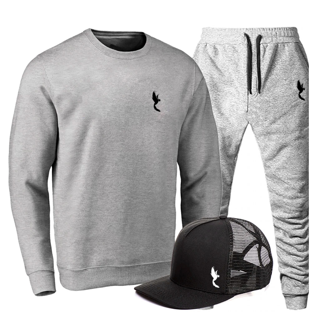 Kit Conjunto de Moletom Masculino Casual Gola Careca Flanelado + Boné do P ao G1