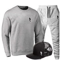 Kit Conjunto de Moletom Masculino Casual Gola Careca Flanelado + Boné do P ao G1