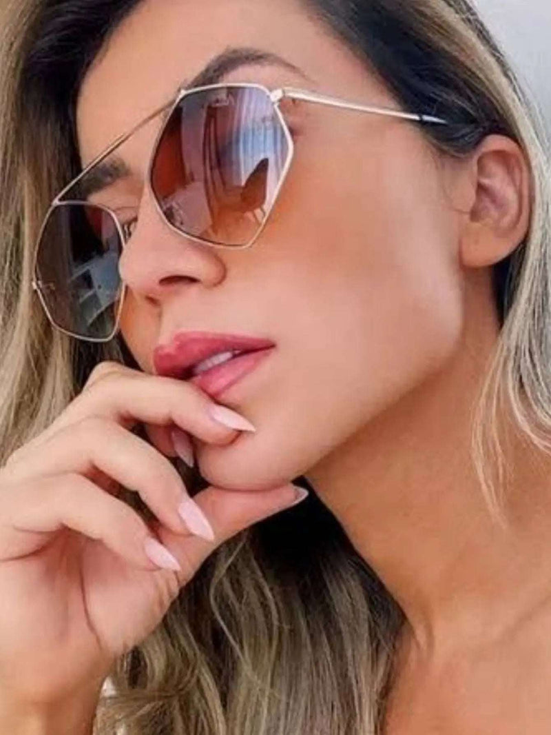 Women's Dark Sunglasses Hexagonal Summer American Diamond Fashion Wild Tendencia-Fast Delivery for All Brazil-