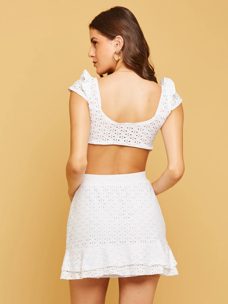 Conjunto de saia e malha cropped Laise