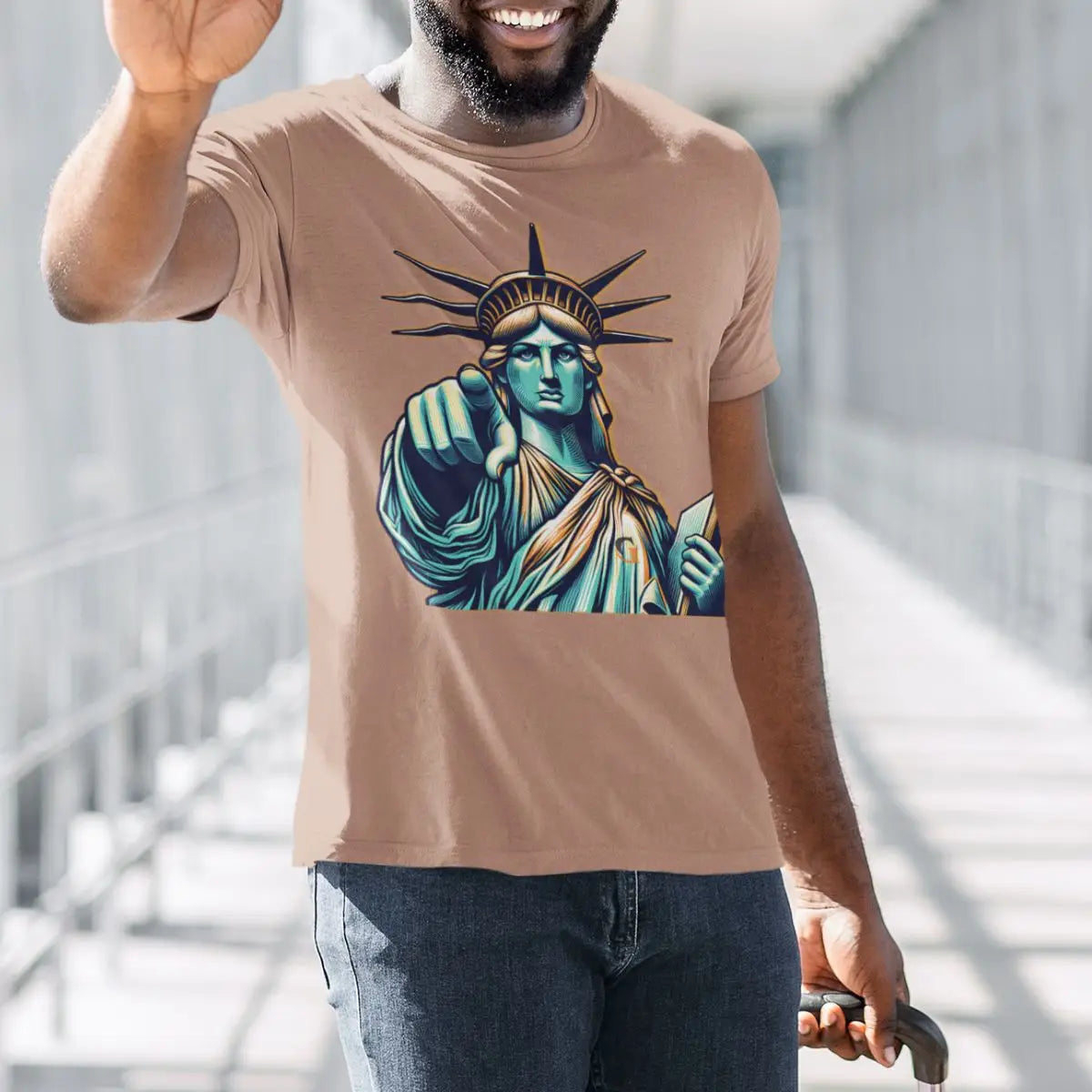 Basic Men's T-Shirt GuGi Statue Of Liberty New York 100% Premium Cotton Shirt CM01-507