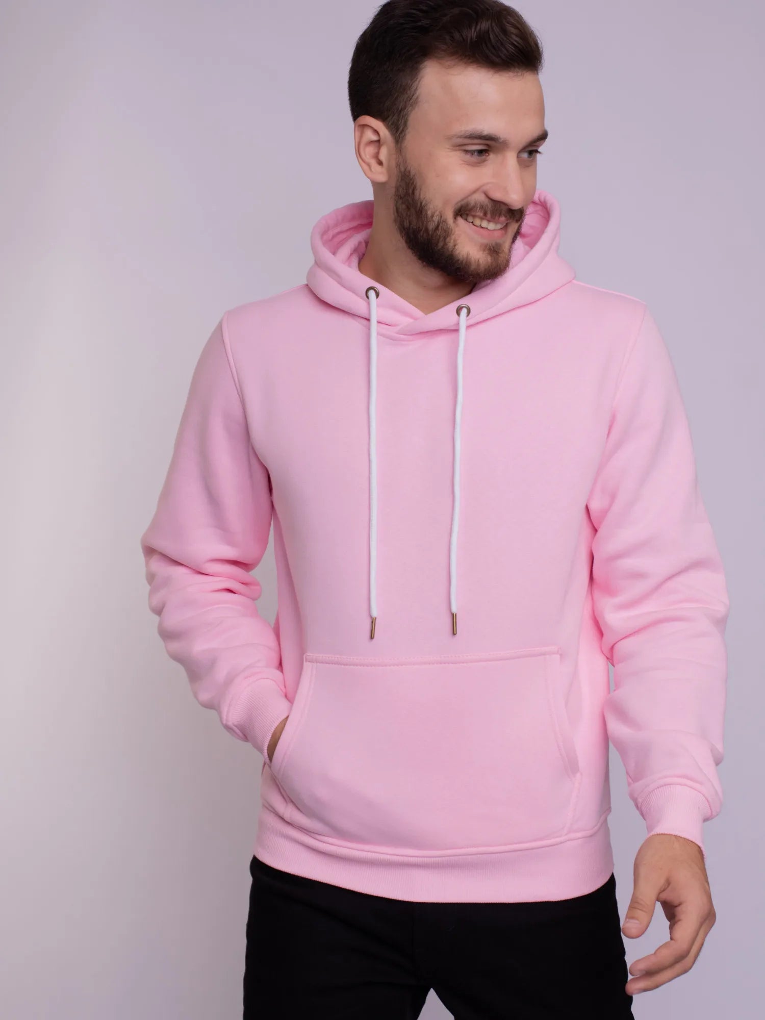 Moletom Masculino Rosa Com Capuz Blusa de Frio Adulto Inverno Promoção