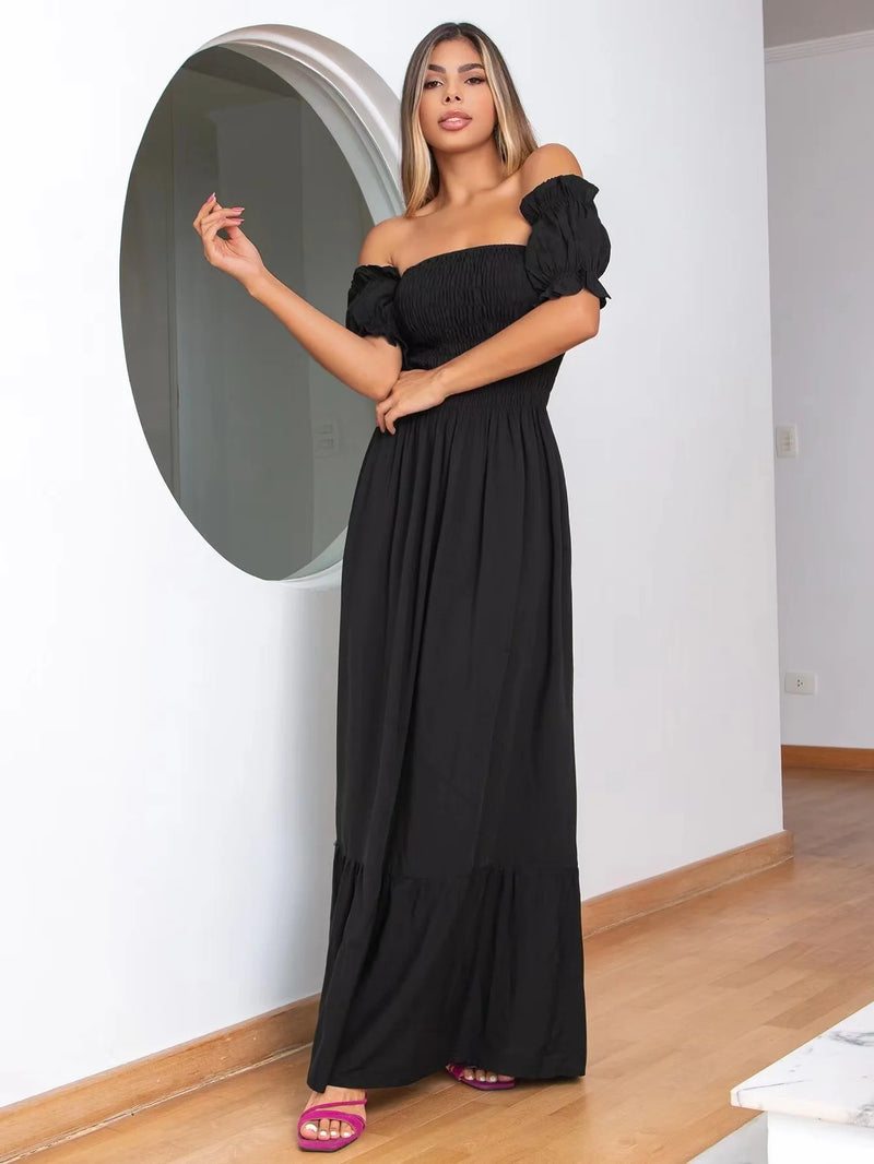 Long Short Sleeve Flare Elastex Ciganinha Dress