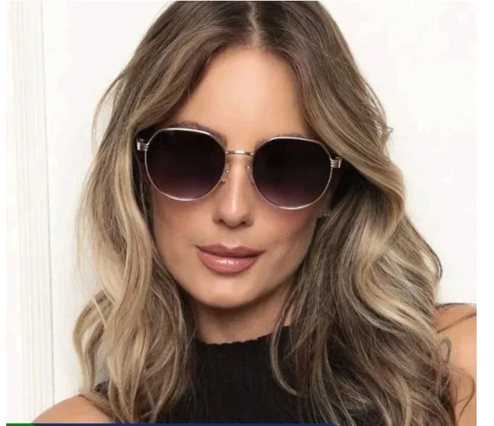 óculos de sol feminino coração metal com mola UV400