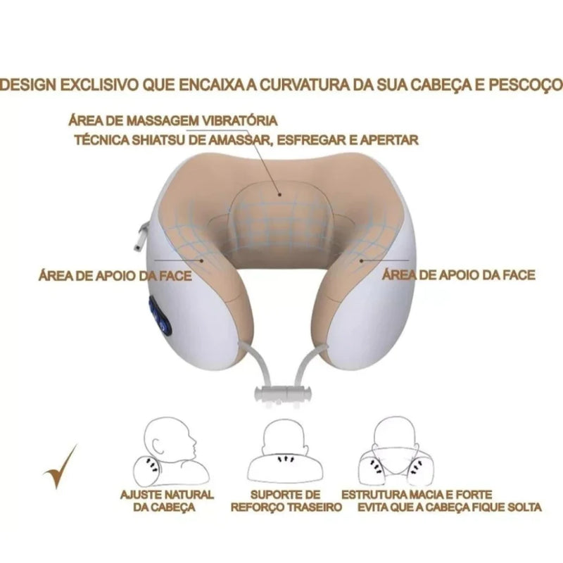 Almofada de pescoço de espuma massageadora com USB recarregável