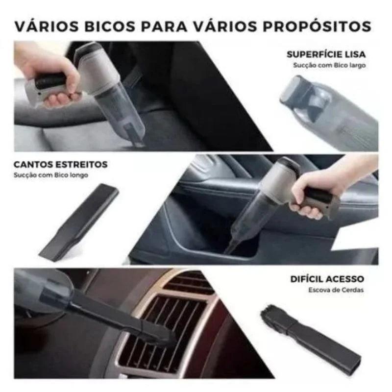 3 em 1 aspirador sem fio para carro bivolt 9000Pa mini casa e pó de uso duplo - CRAVO ROSE