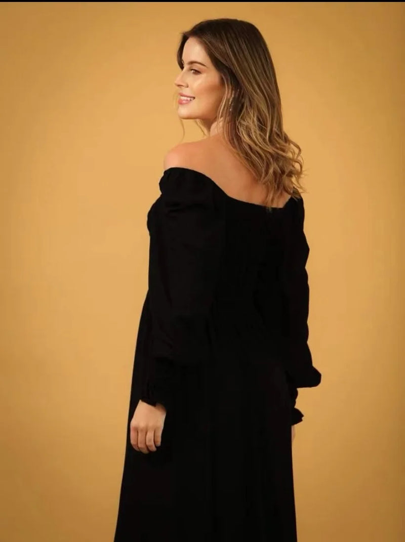 Long Sleeve Long Dress Flare Elastex Ciganinha Novelty