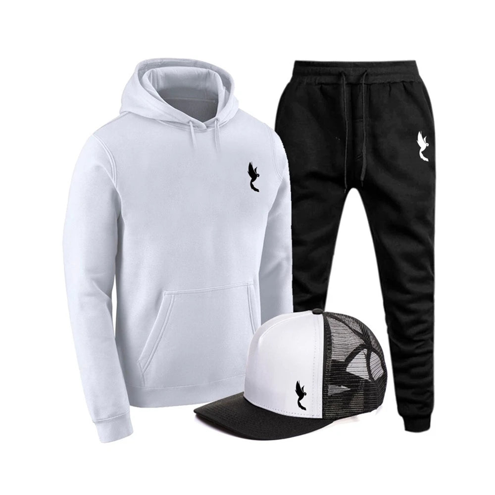 Kit Conjunto Moletom Masculino Casual Flanelado Com Capuz Leve e Confortável + Boné