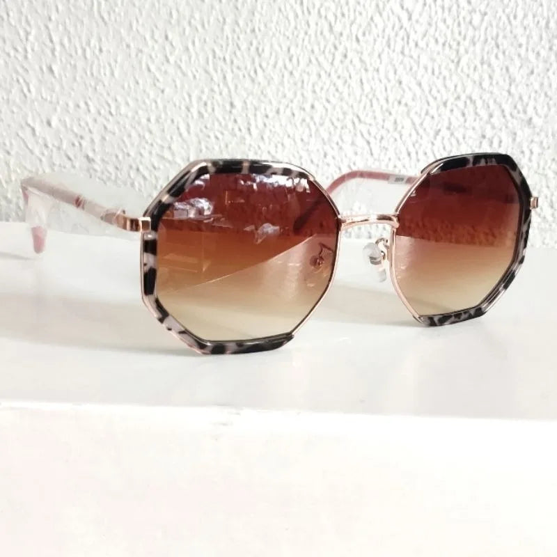 High Quality Octagonal Sunglasses, Acetate Frame with Metal Details, UV400 Protection Shipping to Brazil