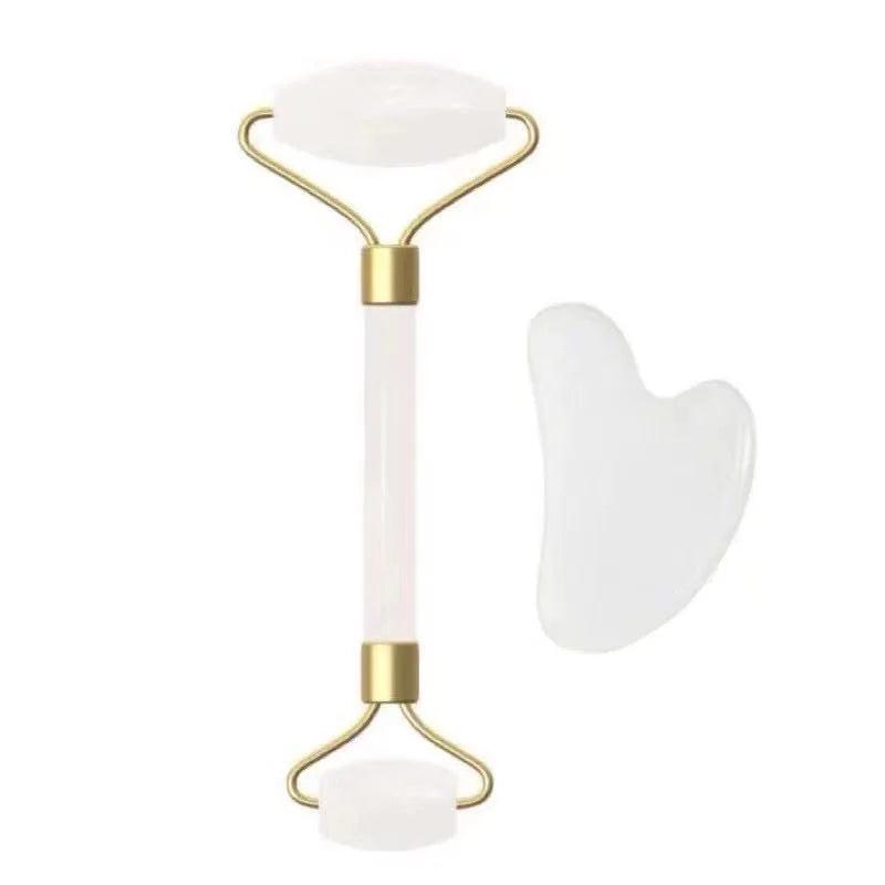 Jade Stone Roller Plate Gua Sha Anti Ruga Facial Massage - CRAVO ROSE