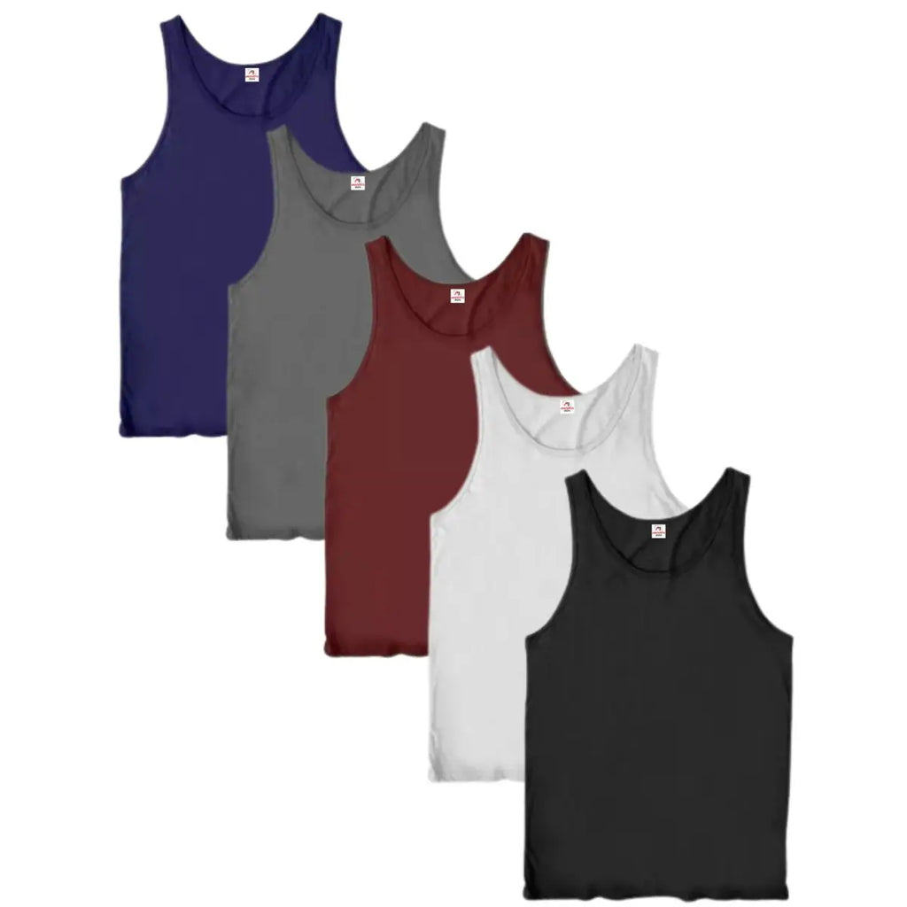 Kit Com 5 Camisetas Regata Masculina Básicas