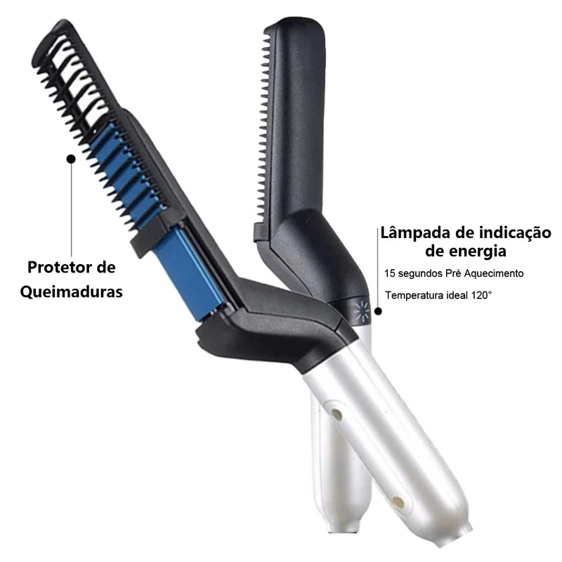 Pente modelador de cabelo elétrico multifuncional masculino alisador de cabelo modelador de barba modelador de beleza/estilo masculino