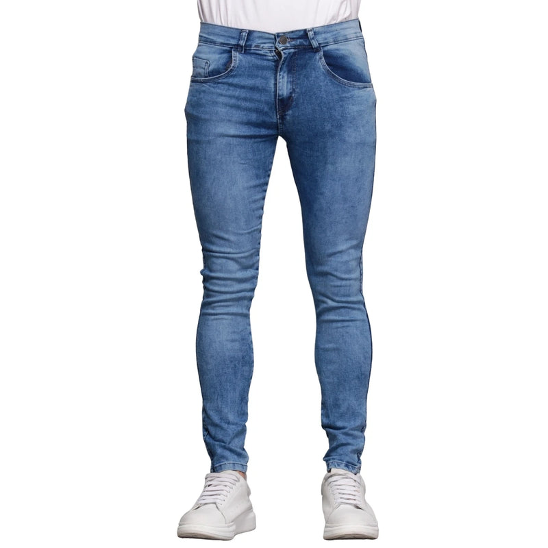 Calça Jeans Masculina Super Skinny Azul Délavé Marmorizada - CRAVO ROSE