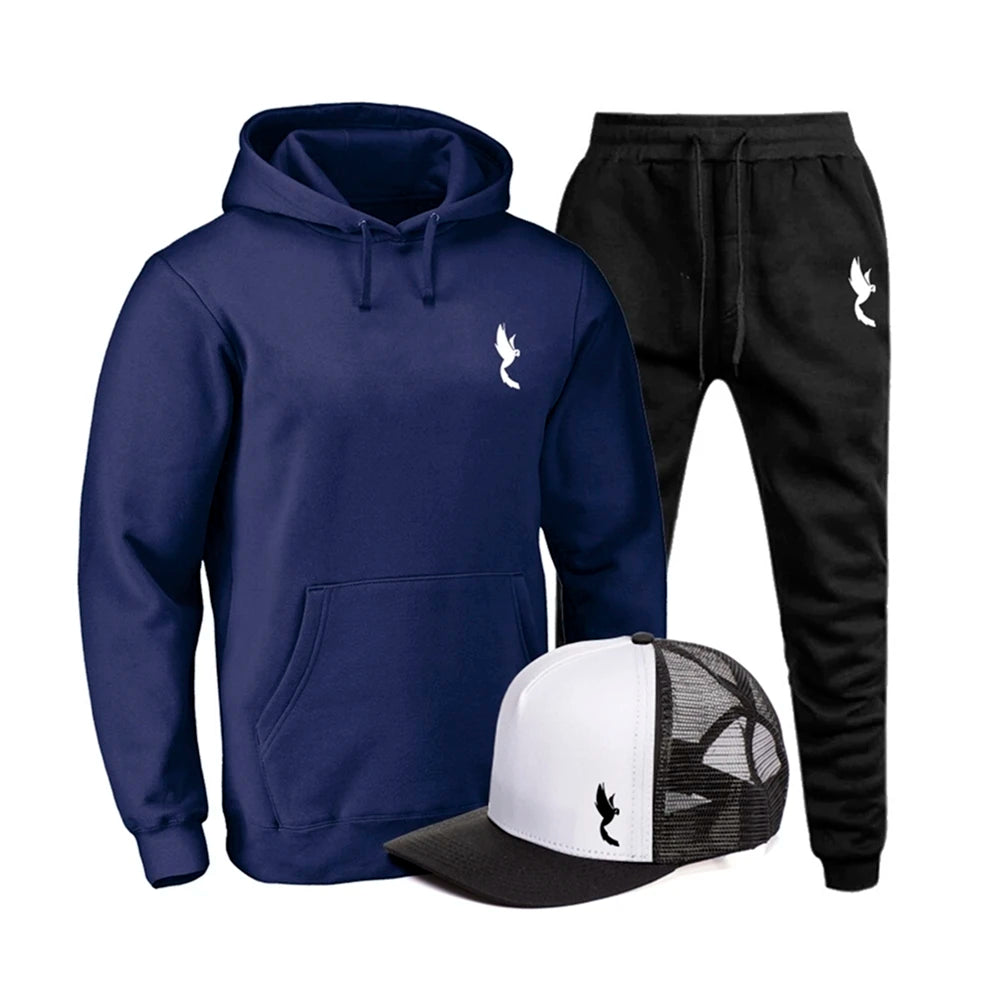 Kit Conjunto Moletom Masculino Casual Flanelado Com Capuz Leve e Confortável + Boné