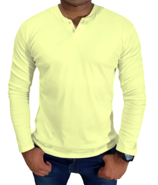 HENLEY CANNELLED Slim Fit Long Sleeve 2 BUTTONS T-Shirt-6 COLORS AVAILABLE