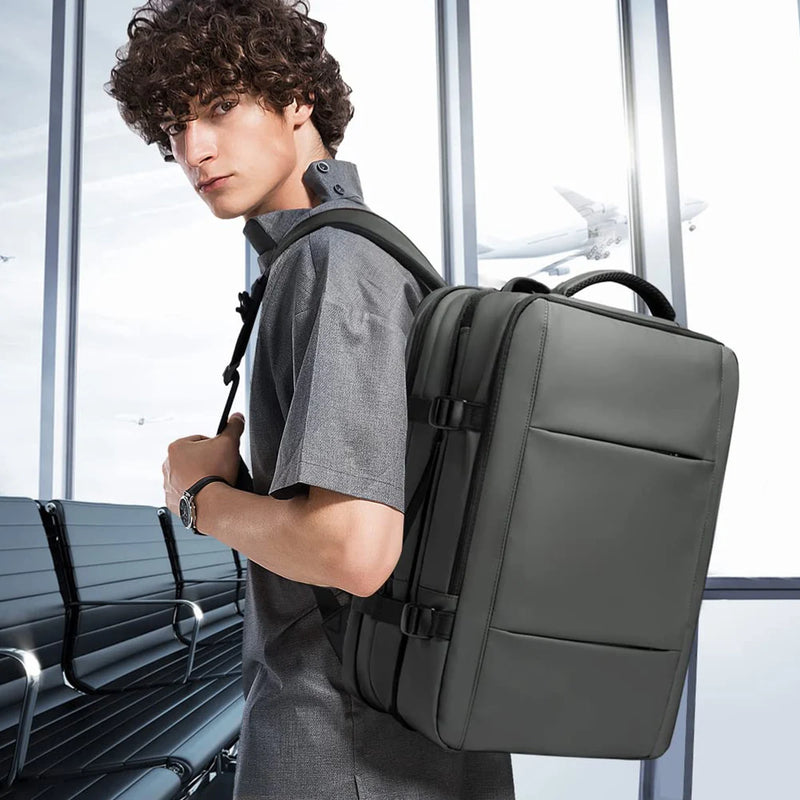 Large Capacity USB Expandable Travel Backpack for Men, Waterproof, Fashion School Bag, 17.3 Laptop Bag