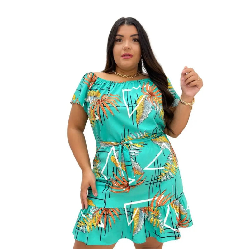 Viscose Short Ciganinha Dress, Plus Size Fabric, Loose, Fresh
