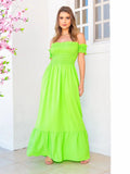 Long dress viscose viscolinho elastex shoulder to shoulder