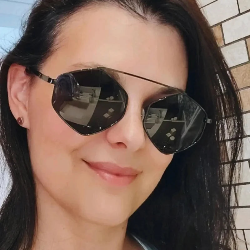 Women's Dark Sunglasses Hexagonal Summer American Diamond Fashion Wild Tendencia-Fast Delivery for All Brazil-
