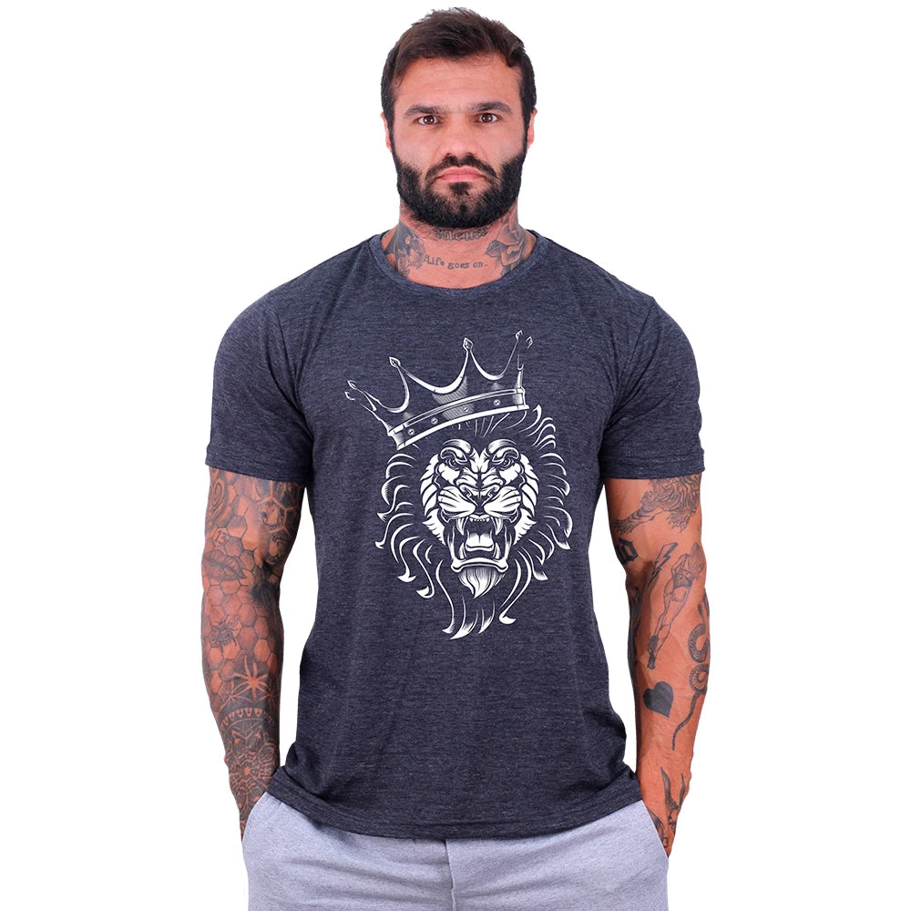 Camiseta Tradicional Masculina MXD Conceito Rei Leão Dia-a-Dia Musculação Lazer