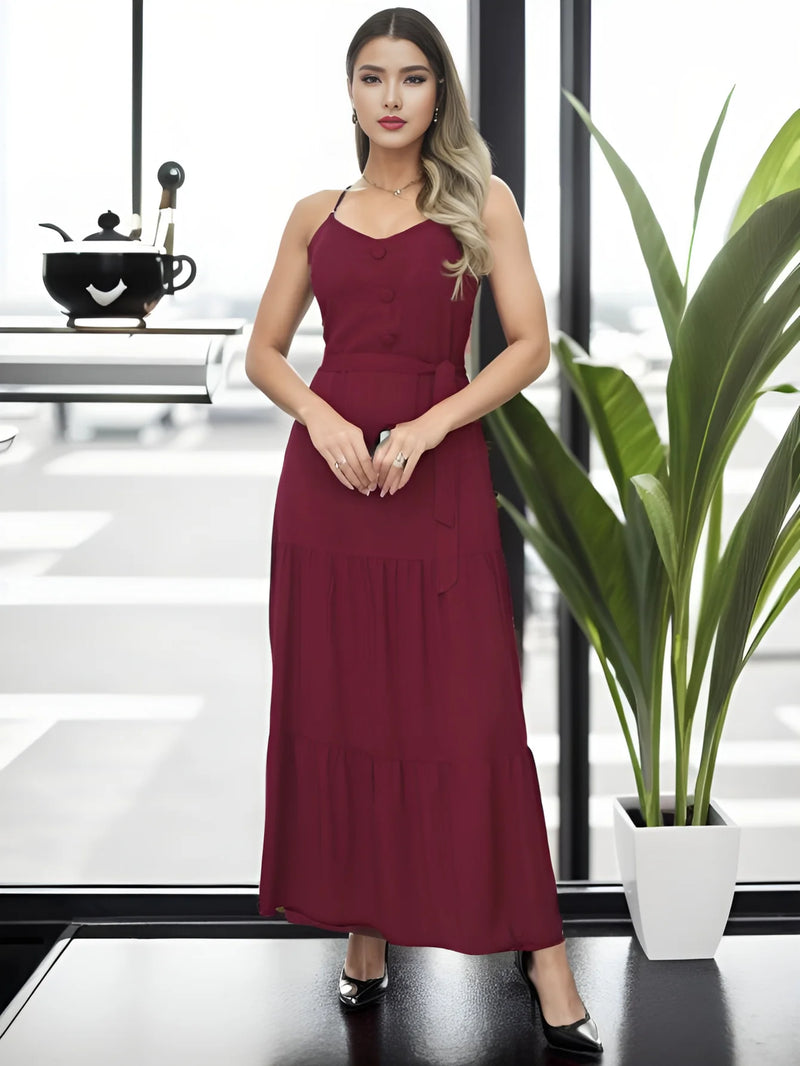 Women's Long Dress with Adjustable Strand, Elegant for Summer