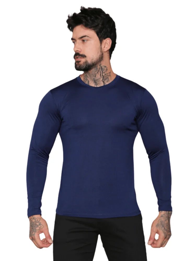 Kit 2 Men's Thermal Shirt Sunscreen UV Compression Long Sleeve Blouse