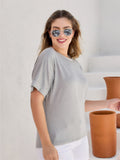 Blusa feminina básico manga curta tecido bem elástico moda plus size