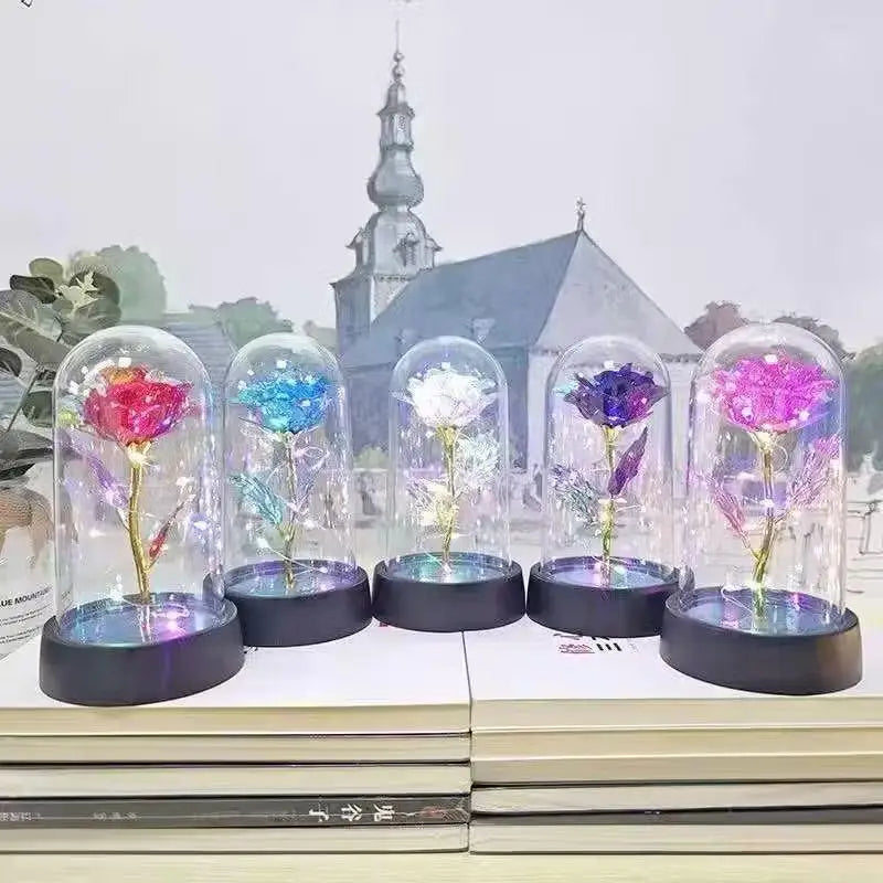 Enchanted Rose with LED Light-Eternal Flower Decorative Acrylic Dome