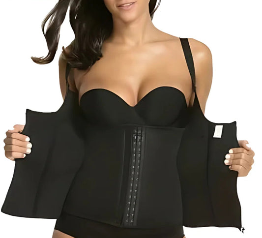 Cinto redutor de compressão dupla com zíper preto