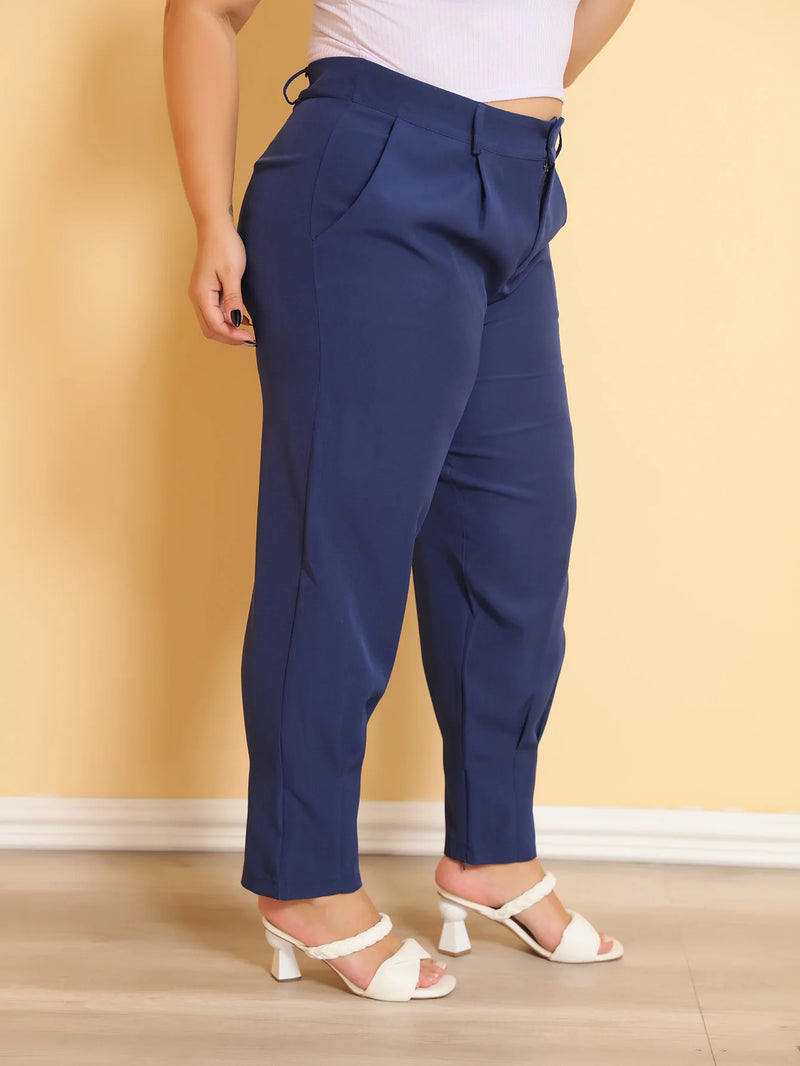 Women's Plus Size Casual Pants | Design with Side Pockets | Model with Button | Comfortable and Versatile
