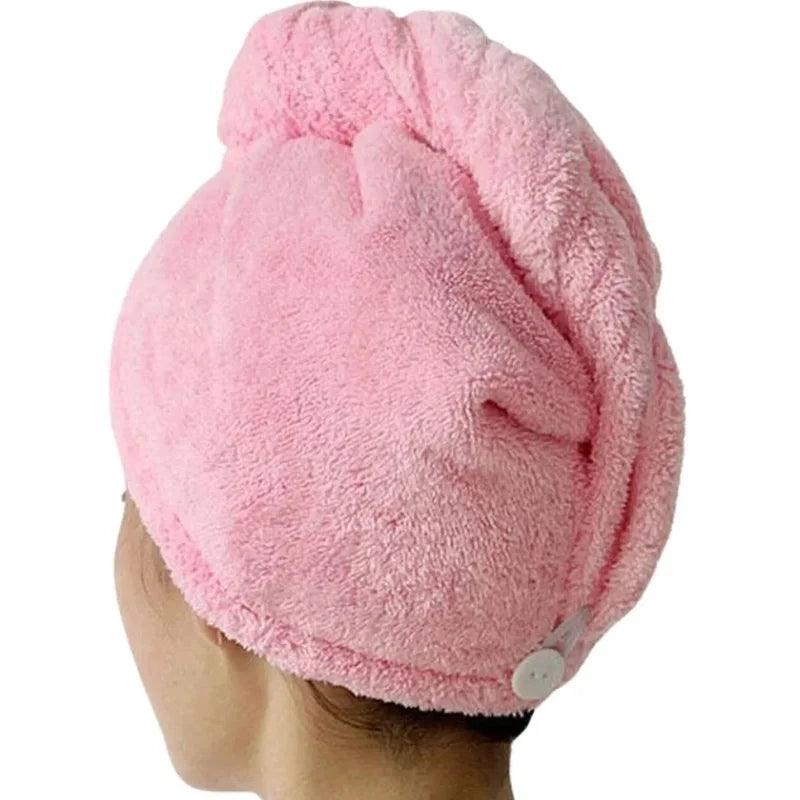 Toalha mágica de microfibra grossa para cabelos secos, super absorvente, pós-banho, diminuição de pontas duplas, prática anti frizz - CRAVO ROSE