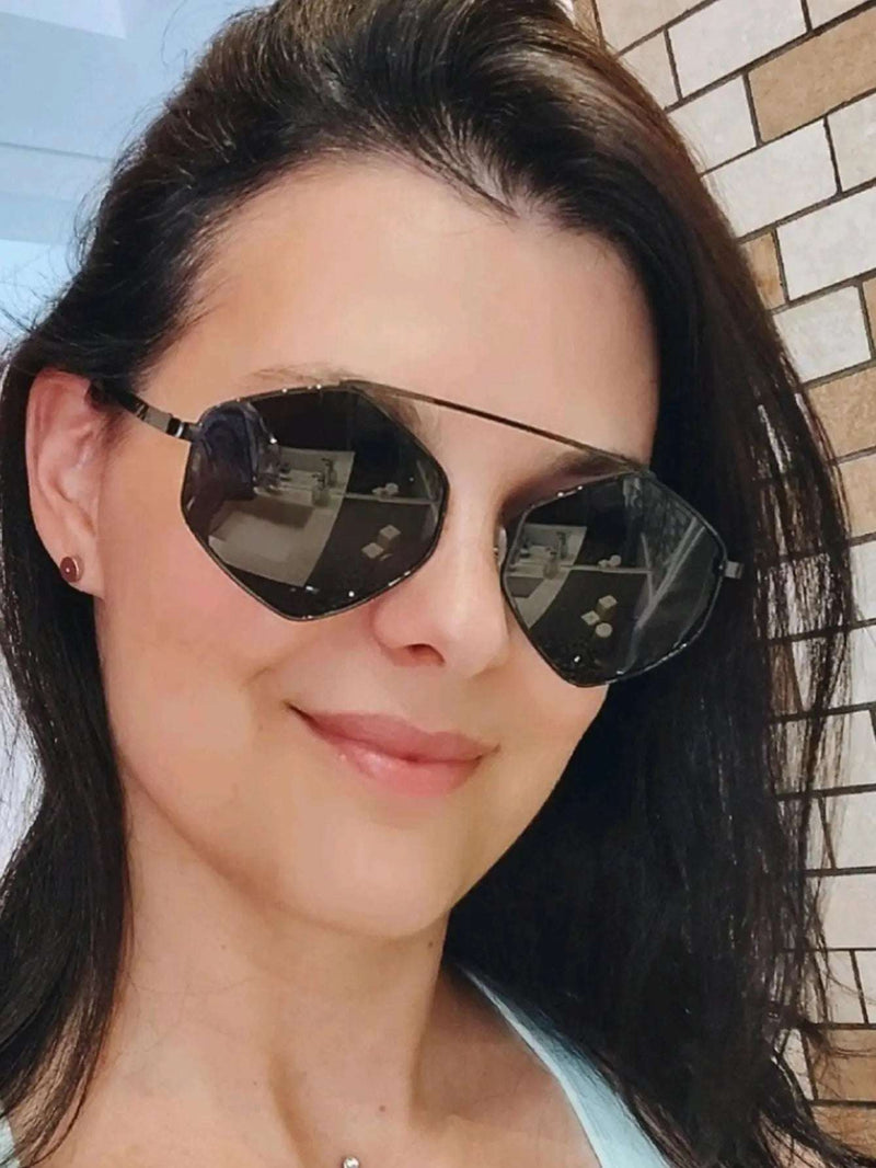 Women's Dark Sunglasses Hexagonal Summer American Diamond Fashion Wild Tendencia-Fast Delivery for All Brazil-