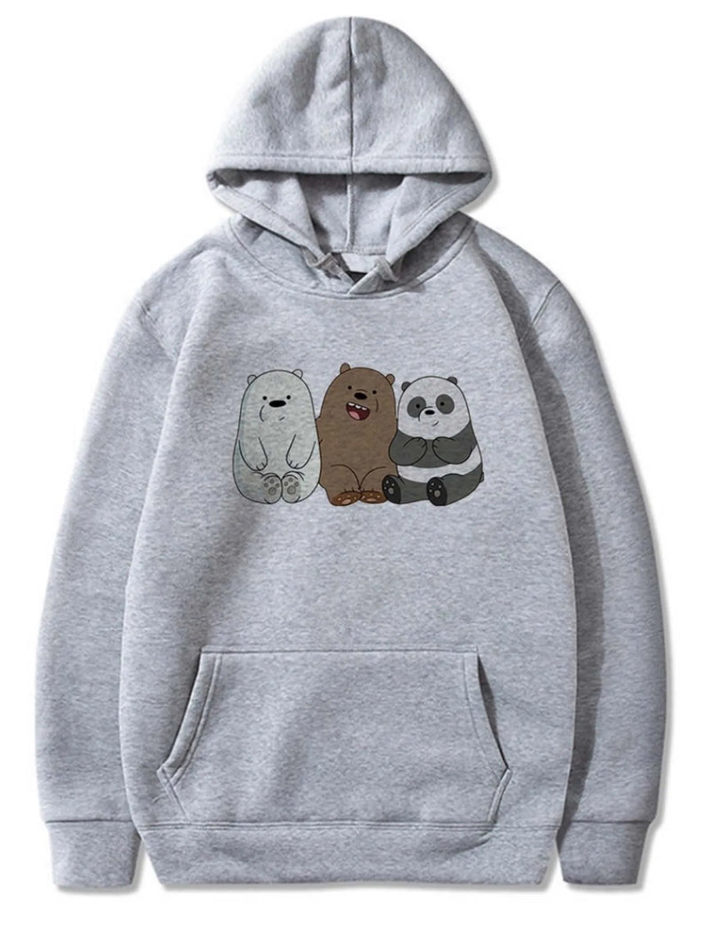 Cancuru Model Men's Colorful Bears 3 Sweatshirt with Hood and Pocket