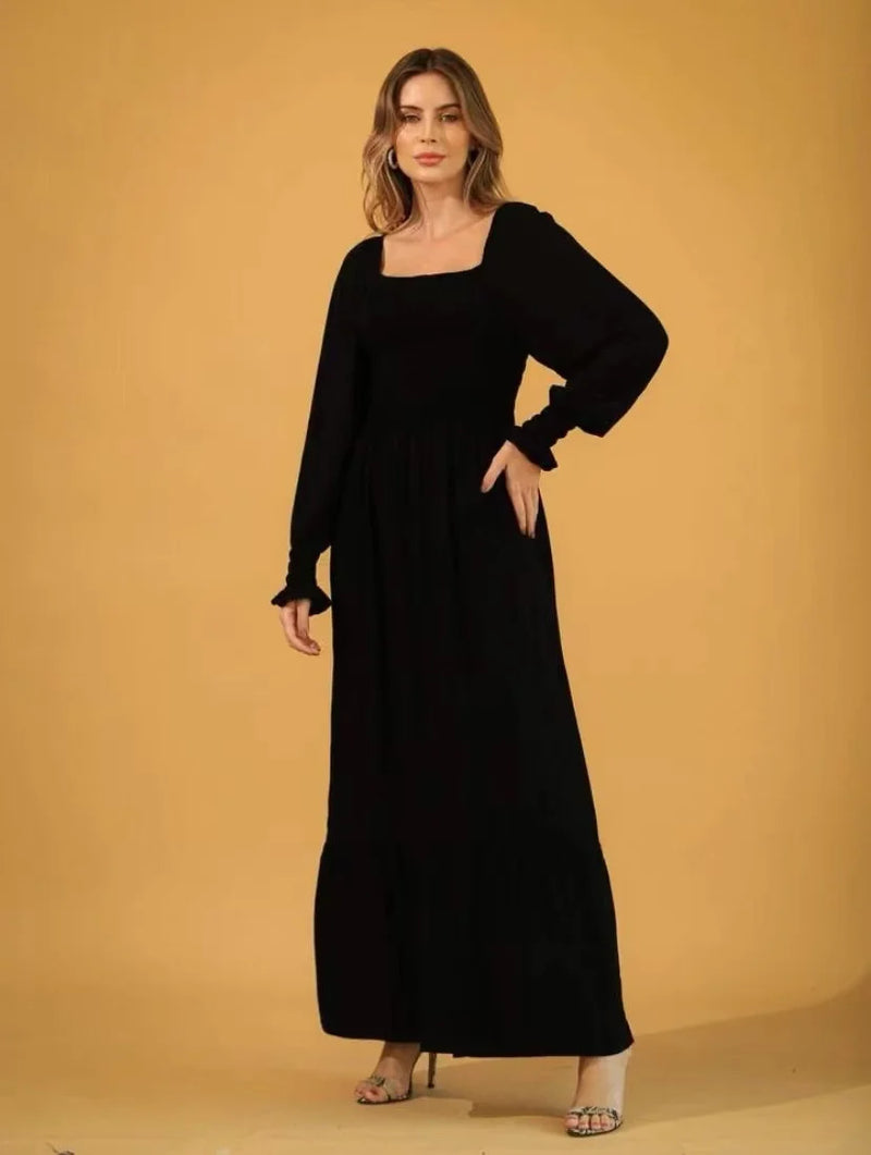 Long Sleeve Long Dress Flare Elastex Ciganinha Novelty