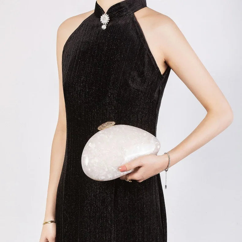 2025 Luxury Acrylic Lady Bag Fashion Personalized Party Evening Bag Single Shoulder Messenger Pearl Color Purse Women Clutch Bag