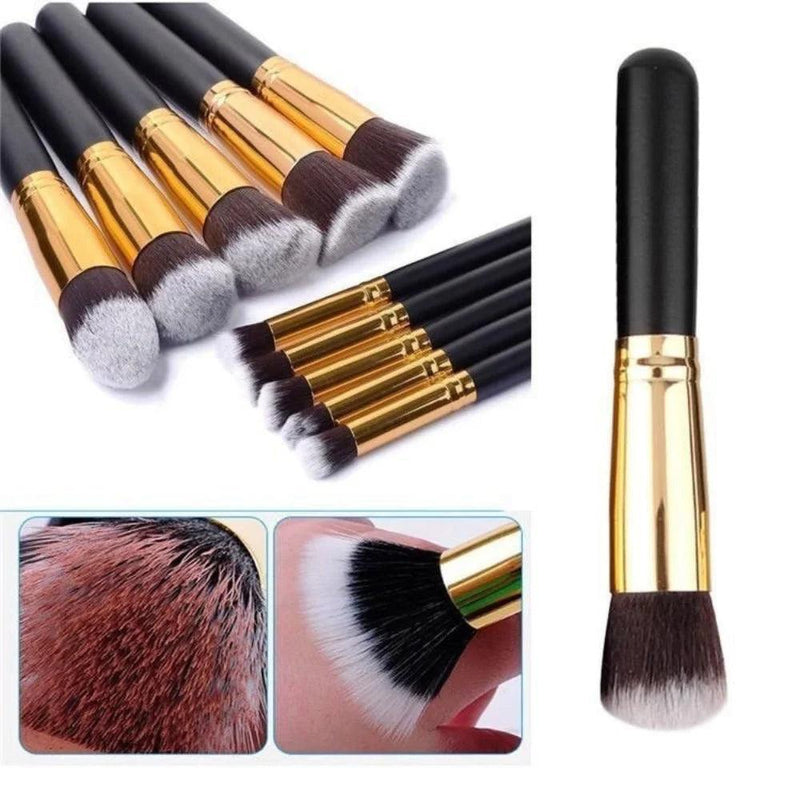 Kit 10 Professional Kabuki Contour Makeup/Smoke Brush Brushes - CRAVO ROSE