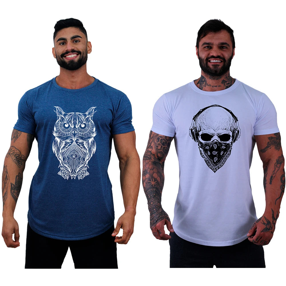 2 Kit Masculino Lonline Camisetas MXD Concept Fitness Fitness Casual Estampas