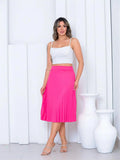 Summer Trend Women's Pleated Media Skirt Elastic Kos Fashion and Comfort in One
